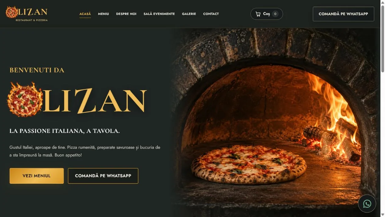 Aktuelle Website des Restaurants OLIZAN
