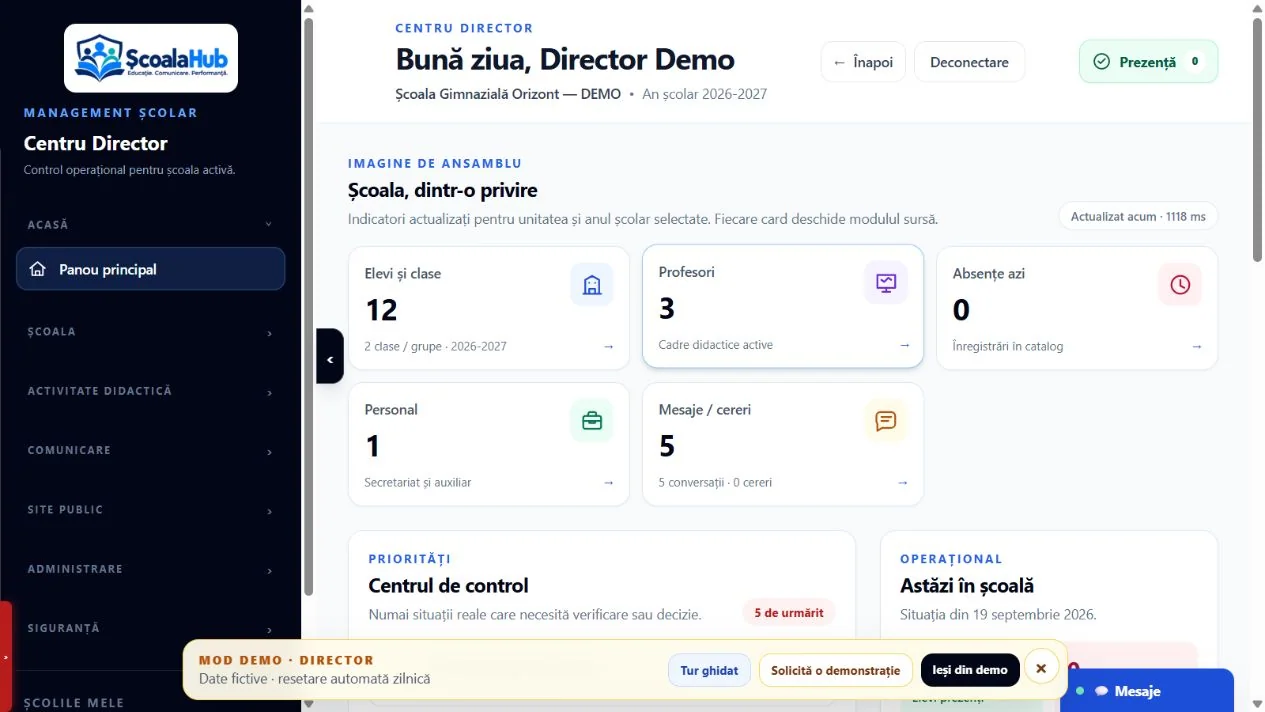 SchuleHub: echtes Schulleitungs-Demo mit fiktiven Daten
